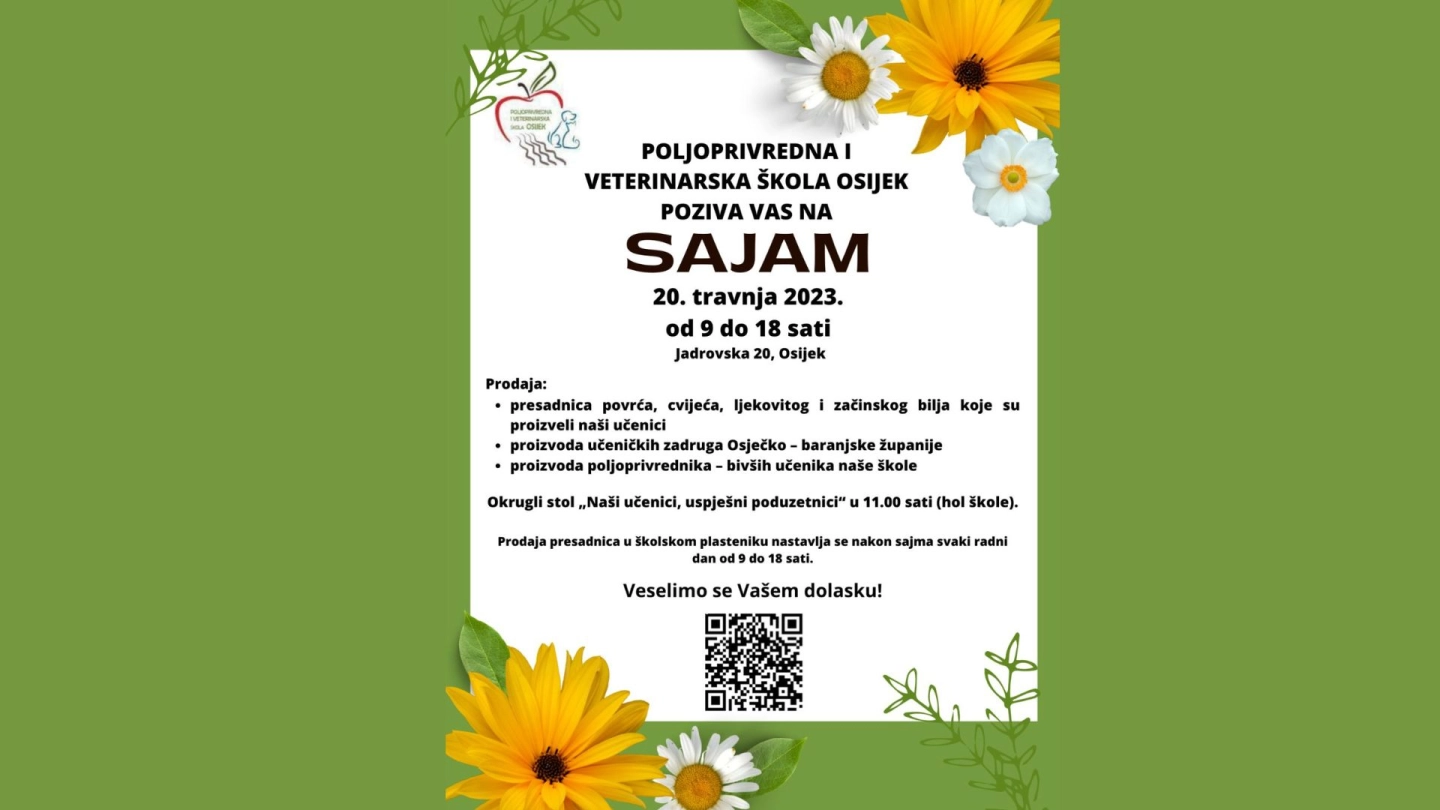 1. Sajam u Poljoprivrednoj i veterinarskoj školi Osijek