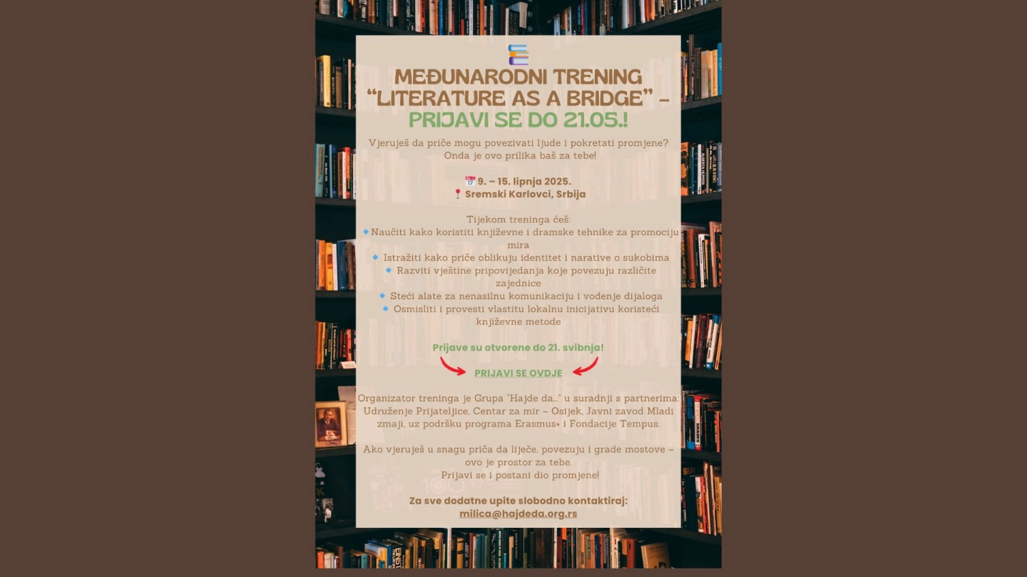 Poziv na međunarodni trening 'Literature as a bridge'